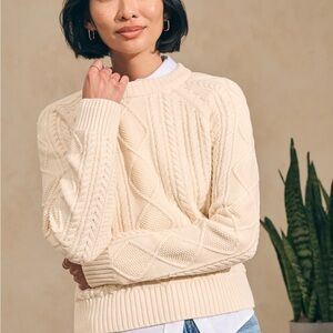 Faherty Ivory Cable Knit Sweater